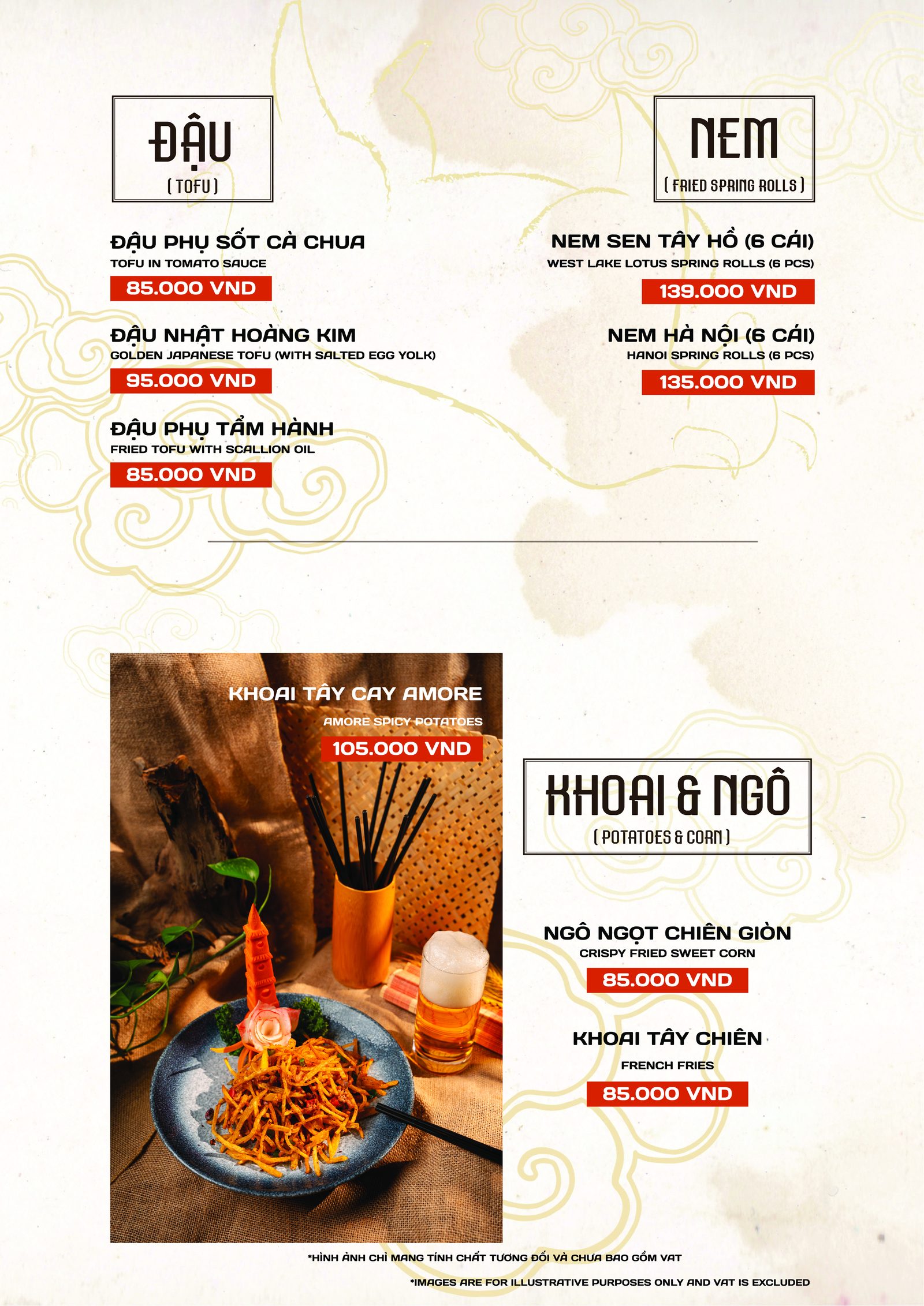 Menu Đậu, Nem, Khoai & Ngô