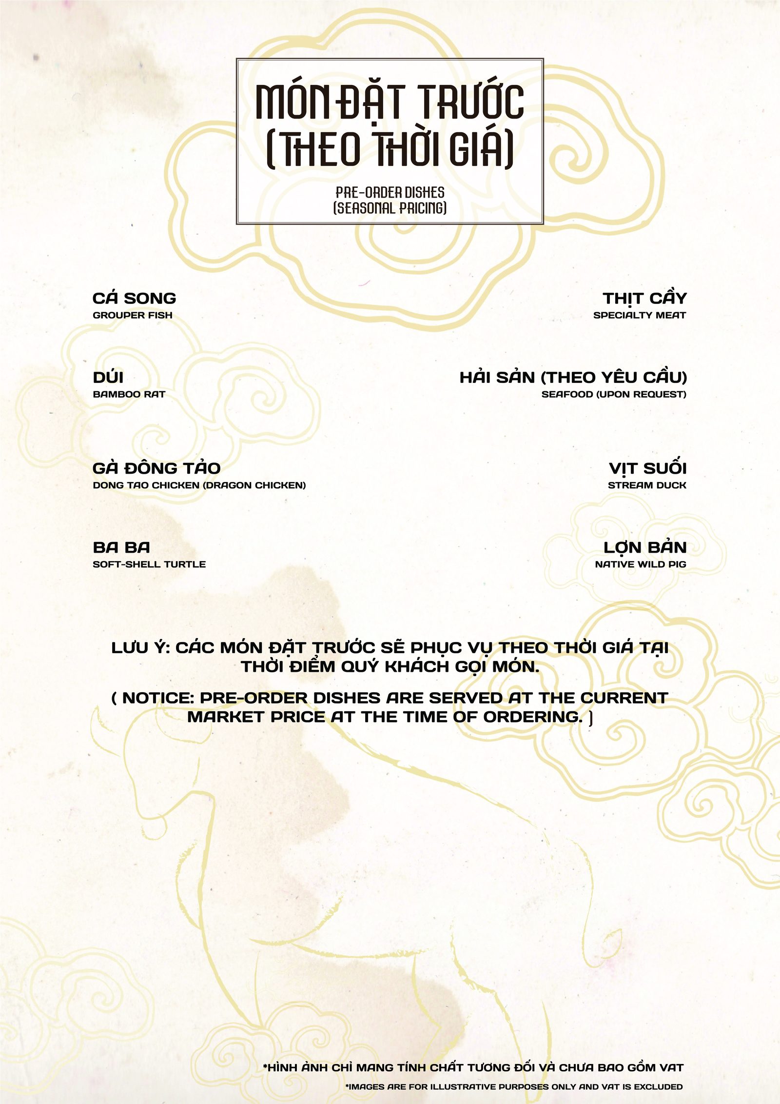 Menu Món Đặt Trước